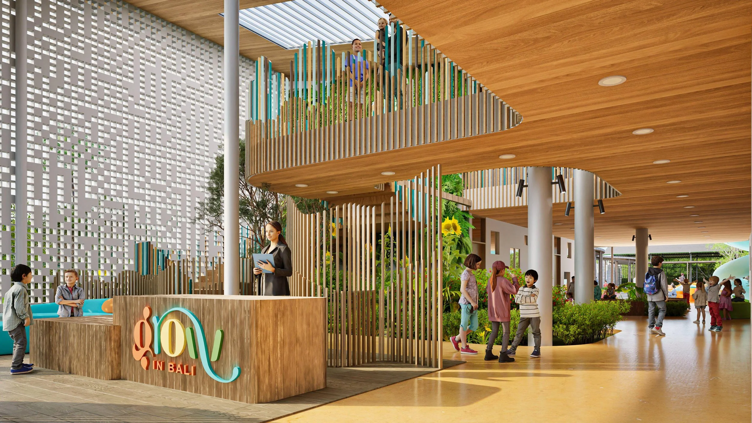 Project — colourful colonnade entrance